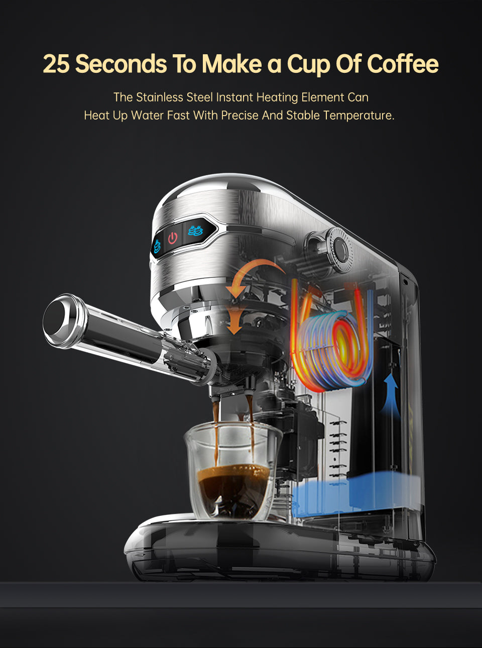 HiBrew Coffee Semi-Automatic Espresso Cappuccino Maker