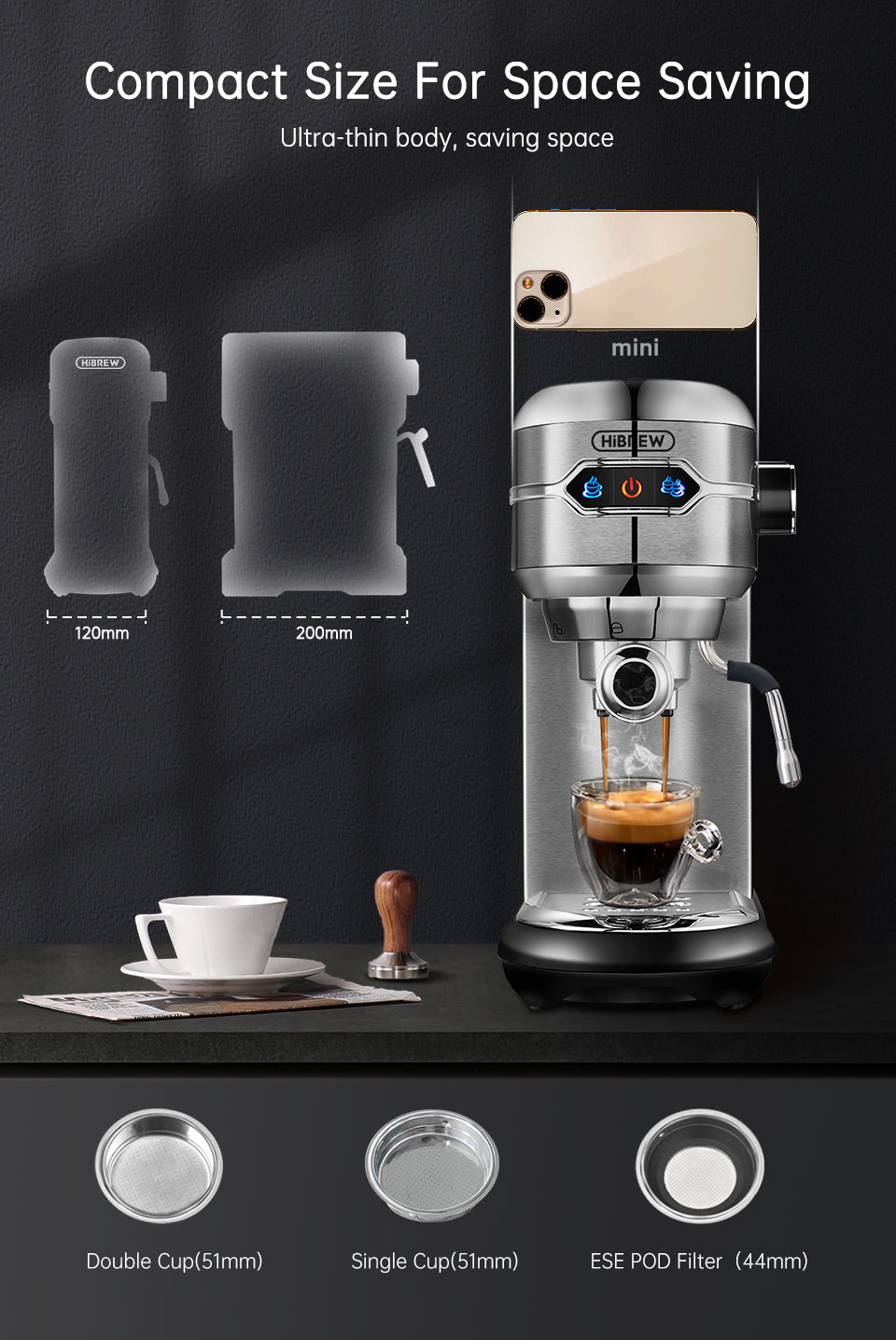 HiBrew Coffee Semi-Automatic Espresso Cappuccino Maker