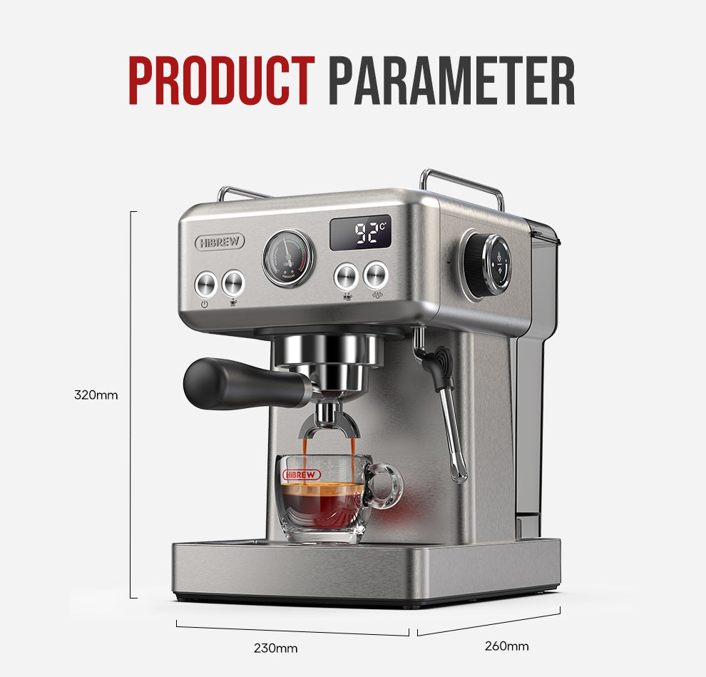 HiBrew Temperature Adjustable Semi Automatic Espresso Machine