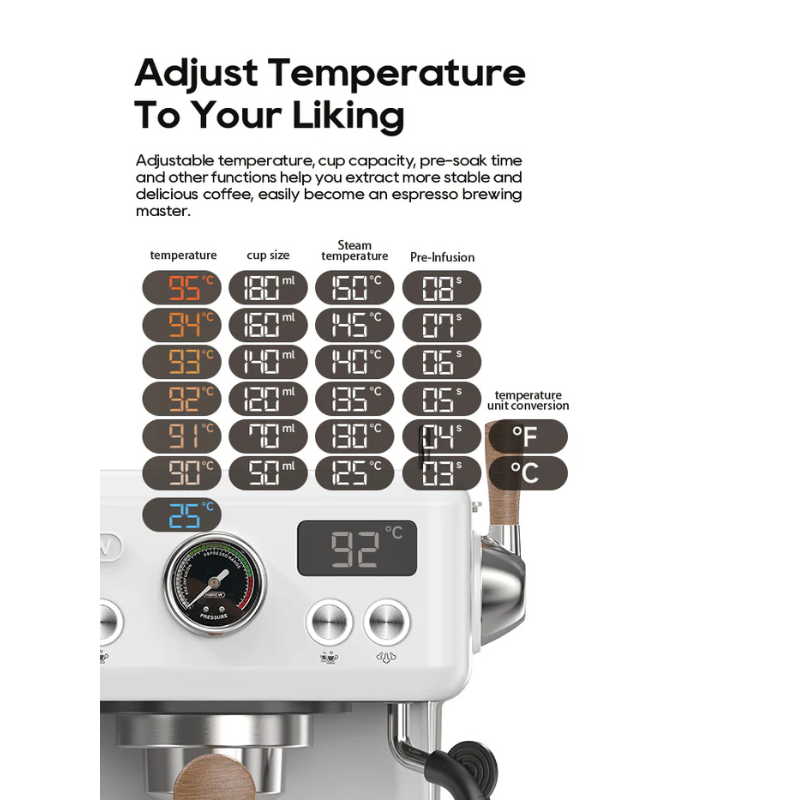 HiBrew Temperature Adjustable Plus Semi Automatic Espresso Machine