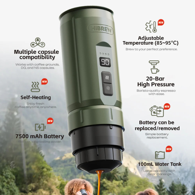 HiBREW H4C – Portable Espresso Maker with Detachable Battery